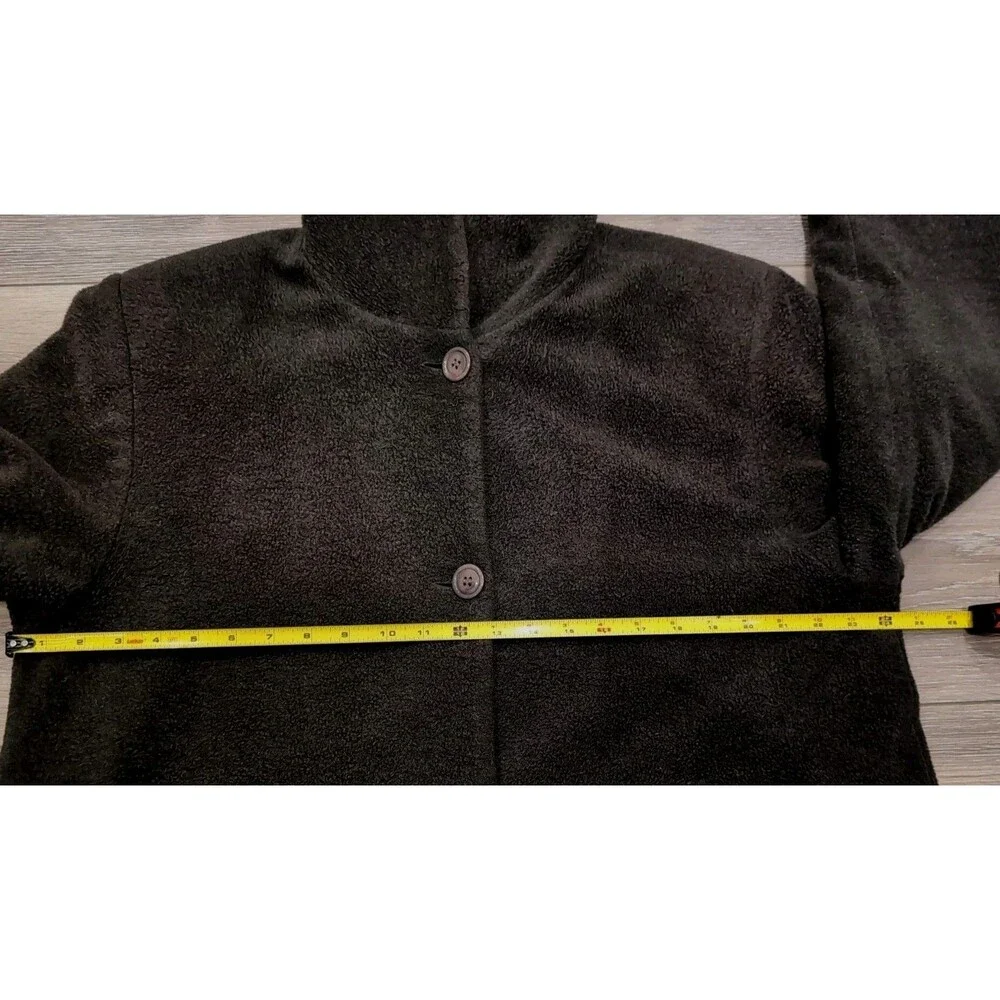 VINTAGE LL BEAN HOODED COAT WOMEN'S SIZE LARGE BROWN WOOL BLEND/FLEECE/LINED